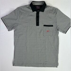 * Oxford Hounds houndstooth black white polo shirt size medium